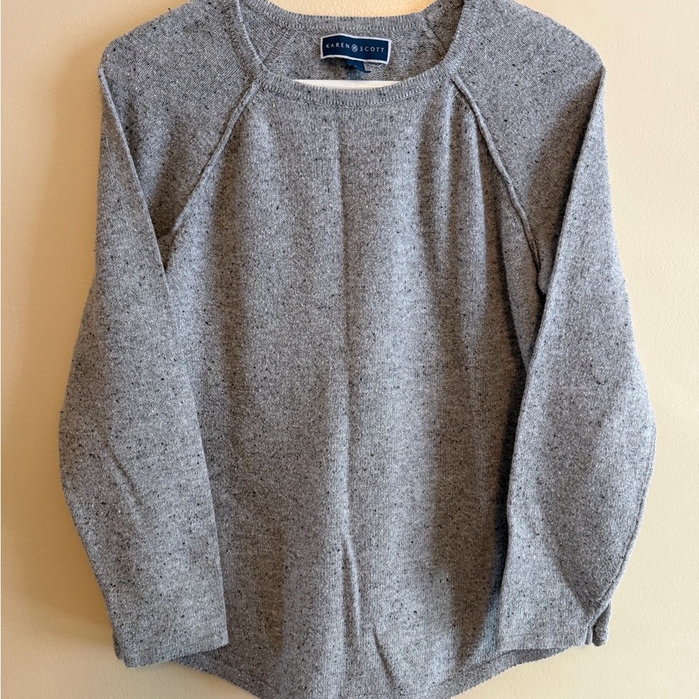 Karen Scott Women's Heather Gray Crew Neck Sweater